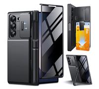 Tongate Wallet for Z Fold 6 Case with Privacy Screen Protector, [Dual Stands & Card Holder][Anti Spy] Built-in S Pen Holder & Camera Cover Z6 Shockproof Phone Case for Samsung Galaxy Z Fold 6, Black