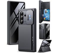 Tongate Wallet for Z Fold 7 Case with Privacy Screen Protector, [4-Card Holder][Anti Spy] Built-in Large Stand & Slide Camera Cover Z7 Shockproof Phone Case for Samsung Galaxy Z Fold 7 2025 8", Black