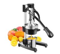 TONGCHANT Heavy-Duty Cast-Iron Manual Juicer Hand Press for Lemon Pomegranate Lime Citrus with Stainless Steel Cup, Fruit Juicer Squeezer, Orange Crush Machine, Orange Juicer Press, Easy Clean, Black