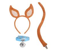 Tongcloud 3Pcs Dog Headband Collar and Tail Set Halloween Costume Accessory | Dog Ears and Tail Set, Brown Plush Dog Ears Headband Tail Collar for Women Halloween Cosplay Party, Costume Accessoies