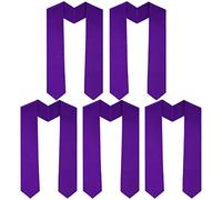 Tongcloud 5pcs 70 Inch Unisex Graduation Stole Sash Adult Graduation Stole Plain Graduation Honor Satin Stole for Men Women, Purple, M