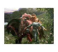 Tongda Decor Famous Painting La Belle Dame Sans Merci by Frank Bernard Dicksee,Knights Maidens Canvas Wall Art Pictures for Living Room 50x70cm Frameless