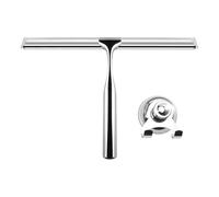 Tongdejing Shower Squeegee,with Suction Hook 10 Inch Window Squeegee Cleaner for Bathroom,Kitchen,Mirror,Car,Window and Glass Cleaning(Silver)