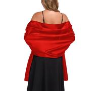 TONGFANTFL Shawl Wraps for Evening Satin Women Wedding Guest Shawls, Red, 79x28 inches
