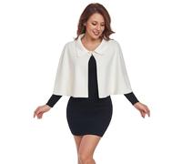 TONGFANTFL Women Capelet Shawl Short Cloak Cape Warm Poncho Fall Winter Soft Shawl Cover Up, White, One size