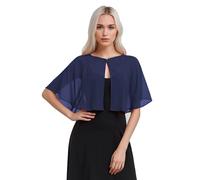 TONGFANTFL Women's Soft Chiffon Capelets for Women Shawls and Wraps for Evening Dress Wedding Cape Bole Cover Up, Navy, One Size