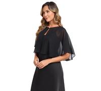 TONGFANTFL Women's Soft Chiffon Capelets Shawls and Wraps for Evening Wedding Cape Bole Cover Up, Black, One Size