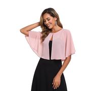 TONGFANTFL Women's Soft Chiffon Capelets Shawls and Wraps for Evening Wedding Cape Bole Cover Up, Blush, One Size