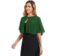 TONGFANTFL Women's Soft Chiffon Capelets Shawls and Wraps for Evening Wedding Cape Bole Cover Up, Dark Green, One Size