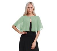 TONGFANTFL Women's Soft Chiffon Capelets Shawls and Wraps for Evening Wedding Cape Bole Cover Up, Dusty Sage, One Size