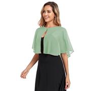 TONGFANTFL Women's Soft Chiffon Capelets Shawls and Wraps for Evening Wedding Cape Bole Cover Up, Dusty Sage, One Size