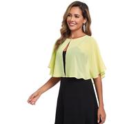 TONGFANTFL Women's Soft Chiffon Capelets Shawls and Wraps for Evening Wedding Cape Bole Cover Up, Yellow, One Size