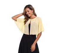 TONGFANTFL Women's Soft Chiffon Capelets Shawls and Wraps for Evening Wedding Cape Bole Cover Up, Yellow, One Size