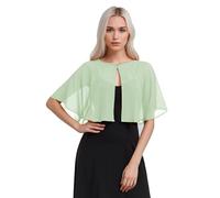TONGFANTFL Women's Soft Chiffon Lace Capelets for Women Shawls and Wraps for Evening Dress Wedding Cape Bole Cover Up, Sage Green, One Size