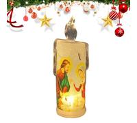 tongfeng Flameless Flickering Devotional Prayer Candle - LED Jesus Candle, Flameless Fake Pillar Candles for Home Decoration, and Easter for Church Members