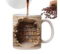 tongfeng Library Bookshelf Mug - Bookshelf Mug - Creative Space Design Multi Purpose Mug - Ceramic Bookshelf Coffee Cup - Creative Book Club Ceramic Mug for Book Lovers