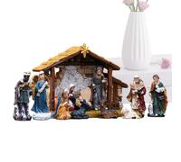 Tongfer Nativity Figures,Christmas Manger Ornament - Space Saving Christmas Manger Nativity Figurine Set for Windowsill, Mantle, Fireplace, Home, Dining Table, Bookshelf, Workplace