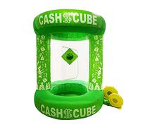 TONGFUSHE Inflatable Cash Cube Booth with 2pcs Blower Inflatable Cube Cash Grab Machine Inflatable Three-Dimensional Money Grab Booth Machine Fast Inflatable Cash Grab Game Activity (Green)