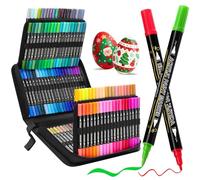 Tongfushop 120 Colours Acrylic Paint Pens, Non-Toxic Water-Based & Fast-Dry Dual Tip Acrylic Markers for Stone Painting, Canvas, Wood, Adult Artist Supplies