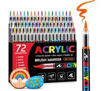 Tongfushop 72 Colors Acrylic Paint Pens, Acrylic Brush Markers with Automatic Ink Control System, Water-Based Art Colouring Pens for Rock Painting, Stone, Ceramic, Metal, Paper, Glass, Fabric, Wood