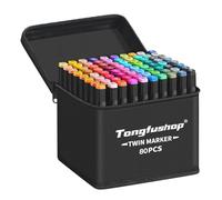 Tongfushop 80 Colored Alcohol Markers, Quick-Drying Dual Tip Colouring Pens for Adults, Beginners, Permanent Art Marker Pens for Drawing, Sketching, Anime, Manga & Fun Doodling With Carrying Case