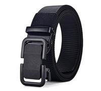 TongHook Nylon braided tactical belt, casual canvas work belt, automatic buckle, suitable for outdoor work and everyday clothing accessories. (Black, 120cm)