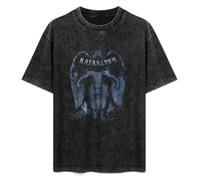 TONGHUO Men's Summer Acid Washed T-Shirt Kataklysm Soft and Light L Black