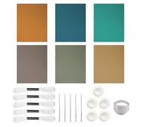 TONGIHS 1 Pcs Sashiko Starter Kit for Beginners, Sashiko Embroidery Set, with Plain-Coloured Fabrics, Thimble & Finger Guards, for DIY Craft Projects, Home Decor, Clothing Cycle and Handmade Gifts