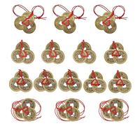 TONGIHS 15 Pack Fengshui I-Ching Coins with Red String, Chinese Fortune Coins Feng Shui Coins, Good Luck Coins for Prosperity Protection Good Fortune Wealth and Successes, 5 Styles(Triangle Ornaments)