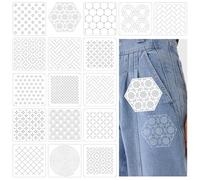 TONGIHS 17 Pcs Plastic Sashiko Stencil,for Hand Quilting,Embroidery,Milky White