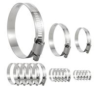 TONGIHS 18 Pcs Pipe Clamps, Hose Clips, Adjustable Stainless Steel Hose Clamps, 3 Sizes，for Securing Hose, Pipe, Tube Connections - Silver