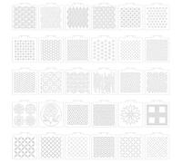 TONGIHS 30 Pcs Plastic Sashiko Stencil, Tile Painting Stencil 12 x 12 cm, Geometric Simple Sashiko Embroidery Template, Embroidery Tool Drawing Line Template for Hand Quilting and Embroidery