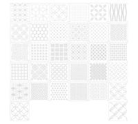 TONGIHS 32 Pcs Plastic Sashiko Stencil, Tile Painting Stencil 13x13 cm, Geometric Simple Sashiko Embroidery Template, Embroidery Tool Drawing Line Template for Hand Quilting and Embroidery