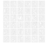 TONGIHS 36 Pcs Letter and Number Stencils Kit, Washable Small Stencils, Reusable Alphabet Plastic Stencil Interlockable for Painting on Wood,Wall,Fabric,Rock,Sign,DIY Art Projects(10.1 x 10.1cm)