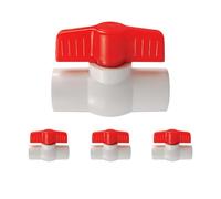 TONGIHS 4 Pcs G1 PVC Ball Valves, Double Union Ball Valves, PVC Socket End Shut Off Valve, 90 Degree Operation Handle Valve, for Water Flow Control and and Stop Flow (White)