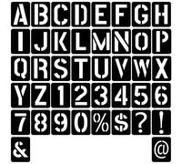 TONGIHS 42 Pcs Plastic Number and Letter Artistic Drafting Drawing Templates Stencil Set, DIY Reuseable Stencils, Alphabet Painting, Assorted Styles for Art Drawing Wood Painting Letter