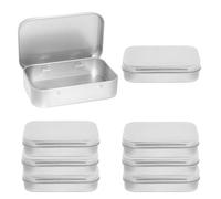 TONGIHS 8 Pcs Square Silver Metal Tins, Rectangular Empty Hinged Tins Box with Lids, Storage Containers for Home Organizer, for Candle Making, Candies, Gifts, Treasures (9 * 5.5 * 2cm)