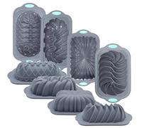 Tongjude 4 Piece Silicone Loaf Tin for Baking Bread, Non-Stick Kitchen Oven Bread Pan, Perfect for Banana Bread, Sandwich Bread, Pound Cake and Meatloaf, 4 Cups, Grey
