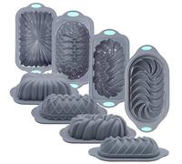 Tongjude 4 Piece Silicone Loaf Tin for Baking Bread, Non-Stick Kitchen Oven Bread Pan, Perfect for Banana Bread, Sandwich Bread, Pound Cake and Meatloaf, 6 Cups, Grey
