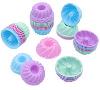 Tongjude 48 Pieces Silicone Donut Mold, Non-Stick, Reusable Silicone Baking Cups, 2.75 Inch 4 Shape Mini Molds, Heat Resistant Bakeware for Bagel, Muffin, Jello and Cake Baking