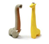 TONGKTAI Interactive Dog Toys, Squeaky Soft Latex Pet Toy for Small Medium Dogs, [2 Pack] Cute Squeak Puppy Toys (Grey Elephant + Yellow Giraffe)