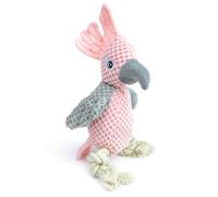 TONGKTAI Squeaky Dog Toys, Indestructible Interactive Puppy Toy with Squeaker & Crinkle Paper, Cleaning Snuffed Soft Chew Toy for Medium Large Breed (Pink)