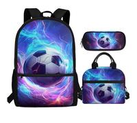 Tongluoye Football School Backpack for Boys 8-12 Elementary School Bookbag With Lunch Bag Combo Kids Pencil Case Soccer School Bag 17inch Back Pack Middle School Student Shoulder Bag Set 3 In 1
