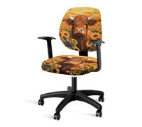 Tongluoye Highland Cow Office Chair Covers Stretchable Desk Accessories Universal Split Rotating Swivel Chair Slipcover Protector Computer Office Chair Seat Cover 2 Piece Office Gifts for Women Men