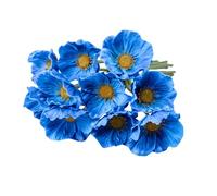TONGMAN 12 Bundles Artificial Poppy Flowers,Artificial Poppy Silk Fake Flowers,No Fade PU Fake Wild Flowers,Silk Poppies,Fake Poppy Flowers Bouquet Home Kitchen Wedding Party Office Decoration (Blue)