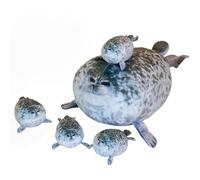 TONGMAN 19.6Inch - Chubby Blob Seal Pillow Cute Seal Plush with 4 Baby Plushies in Her Tummy, Soft Cotton Stuffed Animals Toy - Kids Gifts for Birthday,Valentine,Christmas