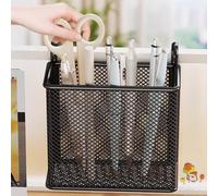 TONGMAN 1Pack Hanging Pen Holder Storage box - Pen Holder Wire Mesh Container Pen Organizerfor Office, Home, School - Black (Square)