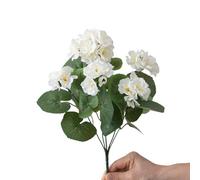 TONGMAN 2PCS 13.7'' Artificial Geraniums Silk Flowers Plants Home Outdoor Decor Garden Wedding Kitchen Garden Table Centerpieces Indoor Outdoor Decor (White)