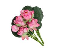 TONGMAN 2Pcs Artificial Lotus Flower Decor, 12.5inch 7 Head Water Lilies, Outdoor Pond Plants, Silk Artificial Flower Lotus, Household Living Room and Dining Table Decoration (Pink)