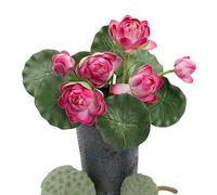 TONGMAN 2Pcs Artificial Lotus Flower Decor, 12.5inch 7 Head Water Lilies, Outdoor Pond Plants, Silk Artificial Flower Lotus, Household Living Room and Dining Table Decoration (Red)